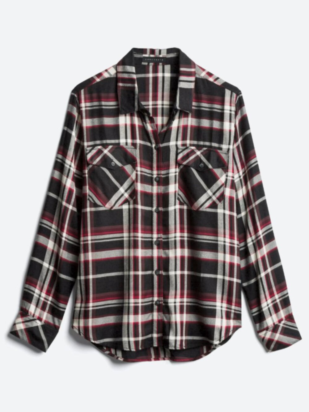 Sanctuary Boyfriend Relaxed Button Down Top Plaid Shirt Large Women